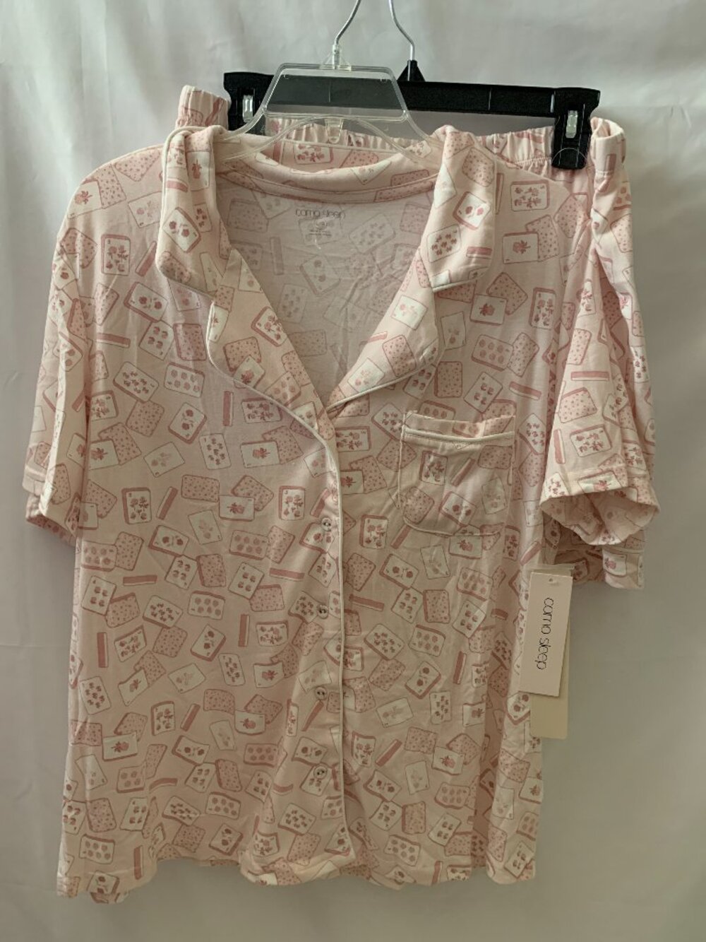 COMO SLEEP Mahjong Tiles Pajamas Set in Faded Pink Sz LARGE